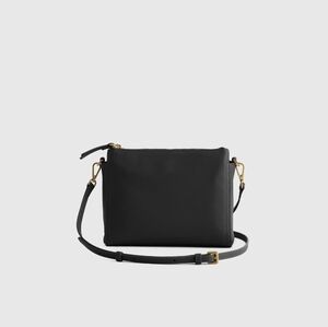 Quince Italian leather triple compartment crossbody purse